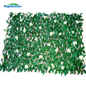 Artificial Plants Fence Willow Backing Green Artificial Wall Plant Panel Fire Retardant Anti UV Outdoor