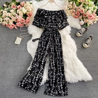 Manches courtes col fendu Floral décontracté longues combinaisons hiver taille haute imprimé fleuri combinaisons dames décontracté salopette une pièce