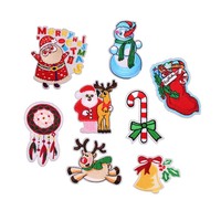 Lot de 8 patchs brodés de Noël, badges brodés à la machine, motifs de boutique, Père Noël, cloche, canne à sucre