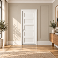 Direktvertrieb ab Werk 30x80 Zoll 5-teilige Weiß Grundierte Innentür mit Massivkern im Shaker-Stil, MDF-Holztür für Schlafzimmer und Haus