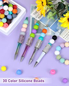 Perles en silicone 30 couleurs 9-15mm <span class=keywords><strong>pour</strong></span> fabrication de porte-clés, en vrac, <span class=keywords><strong>pour</strong></span> loisirs créatifs, emballage en boîte plastique, fabriqué en Chine - Product Image 3