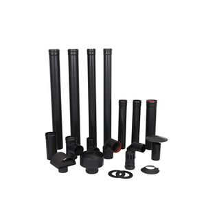 Tuyau de poêle noir de 80 mm, raccord en T à 90 degrés avec bouchon pour poêle à granulés de bois - Product Image 2
