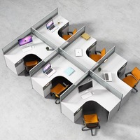 Poste de travail commercial moderne en MDF pour 4 personnes, cloison de bureau, mobilier de bureau pour espace ouvert, vente en gros directe usine