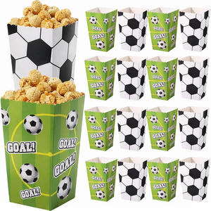 Boîtes à popcorn sur le thème du football, contenants à collation en papier, boîtes à cadeaux vertes et noires pour soirées de football, anniversaires sportifs - Product Image 1