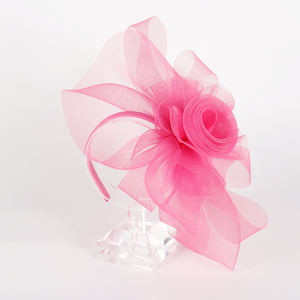 Retro <strong>Pink</strong> Flower Rose Mesh Wedding Church Derby Hat <strong>Headband</strong> Stage Performance Tea Party Headwewar <strong>Fascinators</strong> Hats for Women - Product Image 1