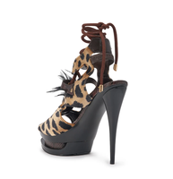 Sandales pour femmes à talon super haut, à plateforme, à lanière cheville, motif léopard, nouveau design, logo personnalisé en usine