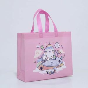 Personnalisation en gros de sacs shopping en tissu non tissé rose, avec des motifs imprimés disponibles - Product Image 2