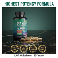 Capsules de Mousse de Mer, Nori, Curcuma et Huile de Nigelle 16 1 19445mg pour la Thyroïde, Antioxydant, Gestion de l'Énergie, Soutien Immunitaire, Santé Adulte