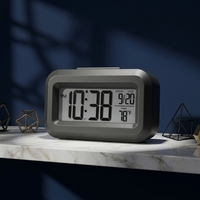 Minimalistische Elektronische LCD Digital Tischuhr Innenthermometer Feuchtigkeitssensor Quadratischer ABS-Wecker Hintergrundbeleuchtung Modernes Design
