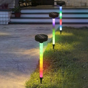 โคมไฟสนามหญ้า LED พลังงานแสงอาทิตย์ไฟกลางแจ้งไฟกลางคืนกันน้ำภูมิทัศน์โคมไฟสนามหญ้าพลังงานแสงอาทิตย์ RGB 80 7 สีกระพริบ DC 6V - Product Image 1