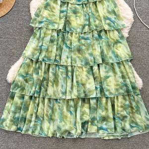 S-XL Vestido de Cuello Colgante Teñido <span class=keywords><strong>con</strong></span> Efecto Aureola Largo de Volantes Tipo Pastel de Gasa para <span class=keywords><strong>Playa</strong></span> - Product Image 6