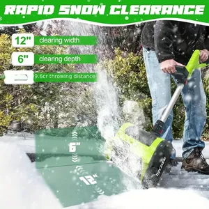 Ensemble de chasse-neige <span class=keywords><strong>sans</strong></span> <span class=keywords><strong>fil</strong></span> 21V <span class=keywords><strong>Pelle</strong></span> à neige <span class=keywords><strong>électrique</strong></span> de 13.5 pouces avec volant pour un contrôle facile jusqu'à 20 pieds de portée de lancer - Product Image 2