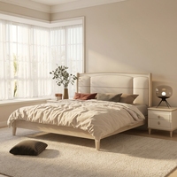 Juego de Cama King Size Moderna con Panel y Mesita de Noche para Dormitorio de Villa de Lujo o Habitación de Hotel