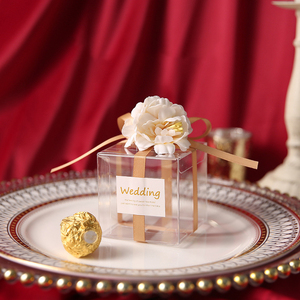 Rượu Sâm banh vàng hoa ruy băng rõ ràng hộp kẹo Frosted Đảng ủng hộ hộp kẹo với hoa trang trí đám cưới bên Hộp quà tặng - Product Image 5
