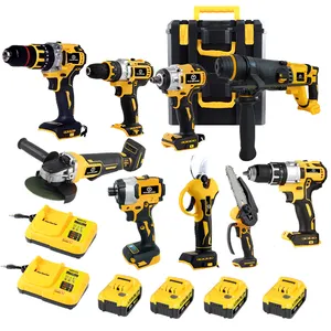 Factory wholesale 13mm cordless power tool 20V li-ion battery electric impact drilling machine set with two batteries