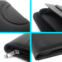 Carpeta de archivos Portadocumentos personalizado con cremallera A4 Carpeta de administrador multifunción Carpeta de cartera de cuero PU con Bloc de notas