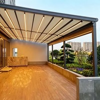 Pergola à toit rétractable en tissu PVC avec structure métallique pliable murale pour allée extérieure et mariage