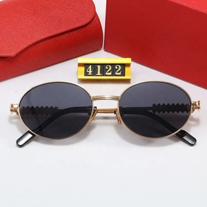 Lunettes de soleil de luxe 2026 pour hommes et femmes, petites lentilles ovales, marque de créateur originale, monture métallique de haute qualité - Product Image 3