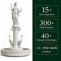 Fontaine en marbre sculptée à la main Lishi, statue de la déesse Penelope, couronne de laurier, fontaine d'eau tressée, heron pour villa, jardin, parc