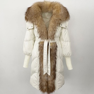Mode hivernale, veste <span class=keywords><strong>longue</strong></span> en duvet de canard blanc à capuche et ceinture détachable pour femmes - Product Image 5