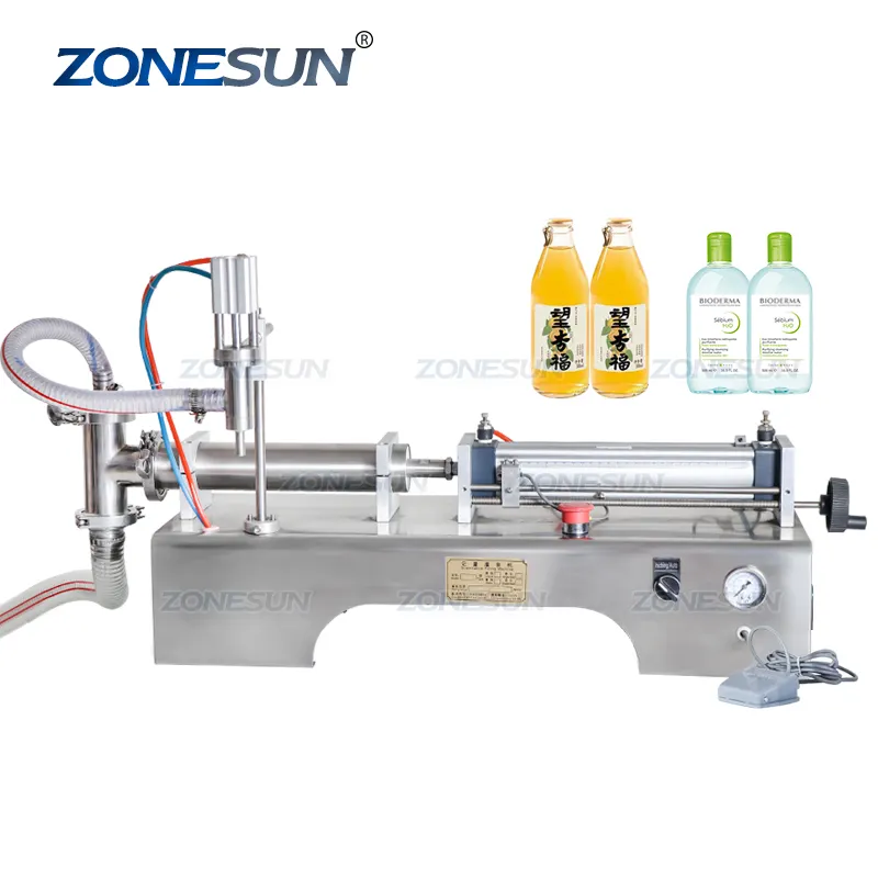 ZONESUN ZS-YT1 500-2500ML Pneumatischer Kolben Flüssigkeits füller Shampoo Milchsaft Essig Kaffee Öl Getränk Waschmittel Füll maschine