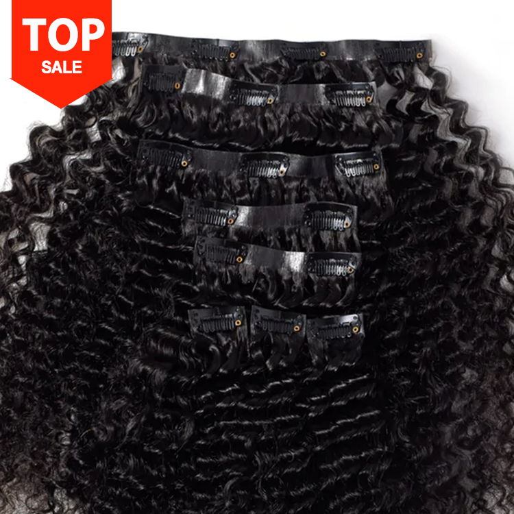 Extensions de cheveux humains mongols vierges 3c 4a 4b 4c, afro crépus bouclés avec clips, cheveux indiens crus 100%