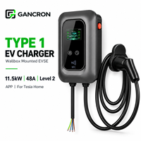 Borne de recharge murale pour VE Type 1 11,5 kW 48 A Niveau 2 avec application, station de charge pour voiture électrique Tesla à domicile