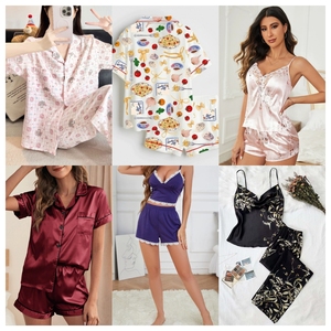 Conjunto de Pijama de Satén Clásico de Manga Corta para Mujer, Pijama de Dos Piezas con Botones, Ropa de Dormir de Lujo - Product Image 5