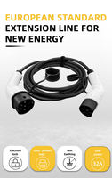 Câble d'extension de chargeur EV triphasé 32A Type 2 vers Type 2, mâle-femelle, noir, pour usage domestique en UE avec voitures électriques