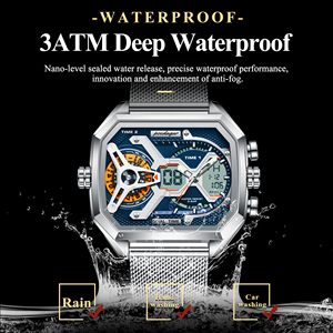 Reloj POEDAGAR de Lujo para Hombre, con Fecha, Semana, Luminoso, LED, Correa de Malla de Acero, Doble Hora, Reloj de Cuarzo de Moda para Hombre - Product Image 3