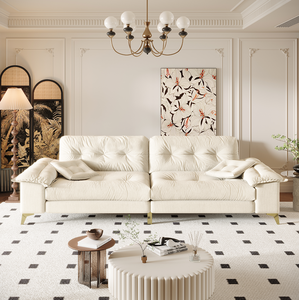 Sofá Nube Convertible Moderno de 4 Plazas con Brazos Anchos Desmontables, Tapizado en Chenilla Acolchada, Patas de Madera, Cómodo Sofá con 2 Cojines - Product Image 2