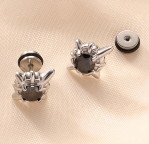 Vente en gros de boucles <span class=keywords><strong>d</strong></span>'oreilles à griffes en zircon style punk boucles <span class=keywords><strong>d</strong></span>'oreilles étoiles vintage en obsidienne pour hommes en acier inoxydable - Product Image 5
