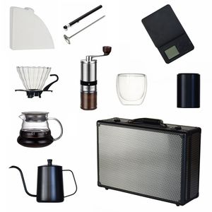 Portable Modern Style <b>Coffee</b> <b>Tea</b> Serving <b>Set</b> Hand Drip Grinder Scale Timer Fashionable Metal PC for Travel Camping for Hotels - Product Image 3