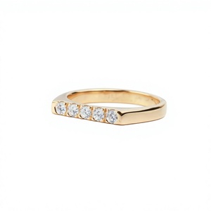 Wholesale 10K 14K 18K Solid Gold Round Cut Lab Grown Diamond <b>Signet</b> <b>Ring</b> Wedding Band Five Stone Diamond <b>Ring</b> Stacking Gold <b>Ring</b> - Product Image 2