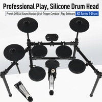 Batterie électronique complète avec 5 fûts et 4 cymbales, kit de batterie électrique portable avec Bluetooth USB MIDI