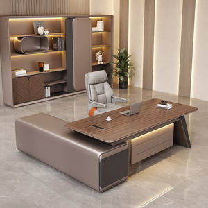 Muebles de oficina en forma de L únicos de lujo italiano de alta calidad, escritorios de oficina ejecutivos de madera, mesa de oficina Boss para dos socios - Product Image 6