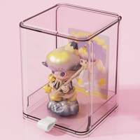 Boîte de présentation transparente moulée par injection pour figurines Labubu Pop Mart, anti-poussière, rectangulaire, multifonctionnelle, pour collection de jouets