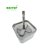 Nouvelle conception de balai serpillère plat avec seau à eau propre/sale séparée, auto-essorage mains libres, pour nettoyage facile des sols en carrelage et en bois