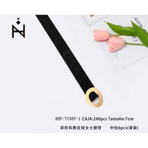 Cinturón de Mujer de Gamuza con Hebilla Irregular de 7 cm de Ancho, Accesorio de Moda - Product Image 3