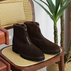 British <b>Spring</b> Summer Office & Career Lace-Up Square Toe Anti-Slip Breathable Rubber Thick-Soled Snow <b>Boots</b> - Product Image 6