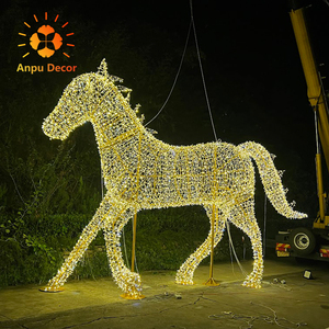 Hoge Kwaliteit Gigantische 3d Led Paardenkoets Motief Oplichten Paard En Wagen - Product Image 1