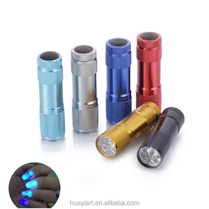 Aluminum Alloy kids Mini 395nm Violet Light Blacklight UV LED promotional gift item product 9 LED Torch Flashlight