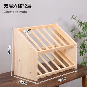 Solid Wood Storage Rack 76x30x24cm Single Layer 8 Grids For Canned Food Wine Display <b>Desktop</b> <b>Shelf</b> - Product Image 4
