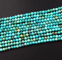 Perles rondes lisses en turquoise naturelle AMARA, 3 mm-10 mm, qualité supérieure, pour bijoux, bracelet de cheville, bracelet, femmes, filles, 13 pouces, brins de rondelles