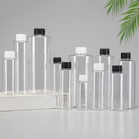 Bouteille en plastique PET vide de 60 ml, 100 ml, 120 ml, 150 ml, 200 ml, 250 ml, 500 ml, épaule plate, transparente, avec bouchon à vis, pompe, sérum pour soins de la peau