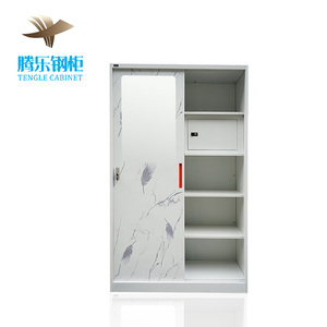 Armoire moderne à portes coulissantes Miroir de meubles en acier et fer Armoires les <span class=keywords><strong>plus</strong></span> proches à 2 portes Armoire métallique élégante pliable Rangement des vêtements - Product Image 1