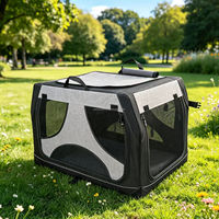 Cage de transport souple pour chien, sac de voyage portable pour animaux de compagnie avec fenêtres en maille pour chiens et chats de taille moyenne à grande, niche pliable pour les voyages en voiture