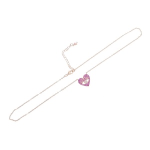 Collier pendentif cœur œil du diable rose ajouré, bijou mignon et charmant pour petite amie - Product Image 3