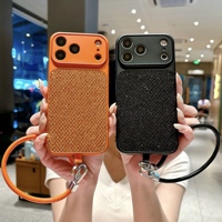 Coque de téléphone antichoc en TPU+PC mat avec grande fenêtre et paillettes pour iPhone 17 Pro MAX, finition brillante et étincelante, avec sangle, compatible iPhone 18