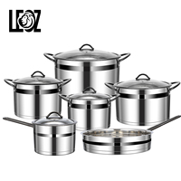 Nouvel ensemble de batterie de cuisine en acier inoxydable 11 pièces avec couvercles en verre à bords noirs, compatible avec les casseroles multi-usages